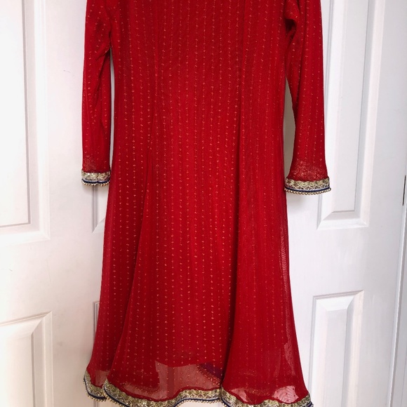 4 pcs Red shalwar kameez Pakistani/Indian - Picture 2 of 8